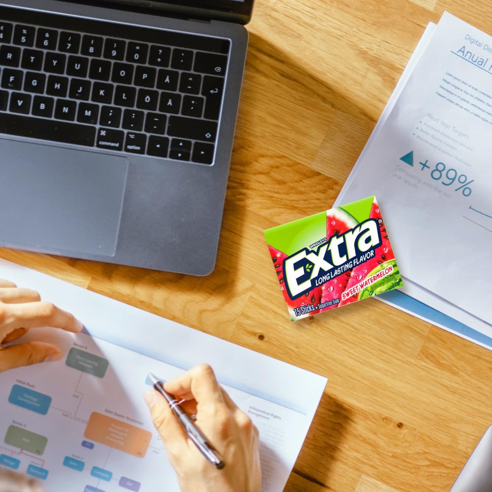 EXTRA Gum Watermelon Sugar Free Chewing Gum for Fresh Breath, 15Ct (3 Pack)