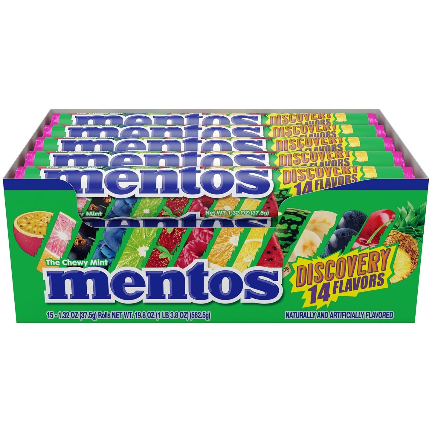 Mentos Chewy Mint Candy Roll, Discovery, 14 Pieces per Roll, 15 Count Pack