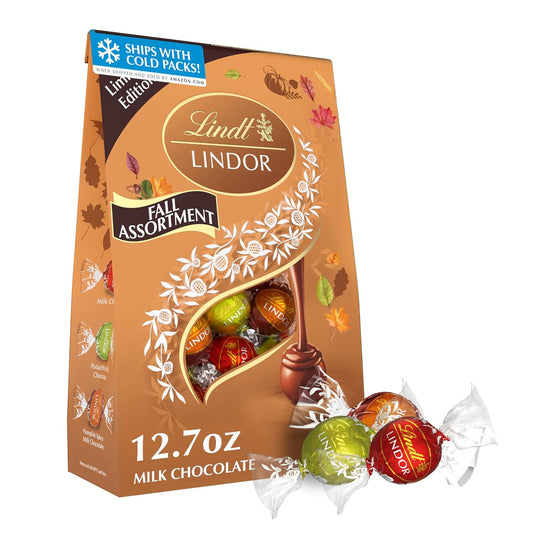 Lindt LINDOR Fall Assorted Milk Chocolate Candy Truffles, 12.7 Oz. Bag
