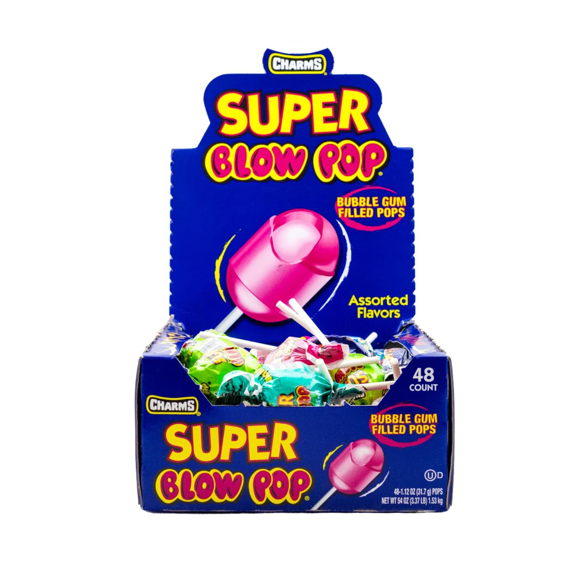 Charms Super Blow Pop Lollipops, Assorted Flavors, 48 Count