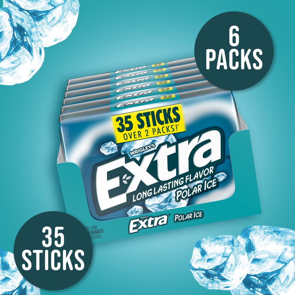 EXTRA Gum Polar Ice Sugarfree Mint Chewing Gum Mega Packs - 35 Count, 6 Pack