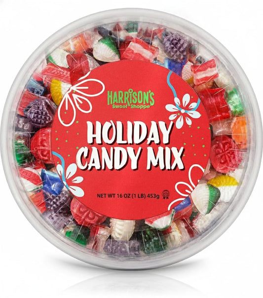 Harrisons Assorted Hard Candy, 16oz | Old Fashioned Assortment | Bulk Holiday Candy Mix in Presentable Container | Kosher
