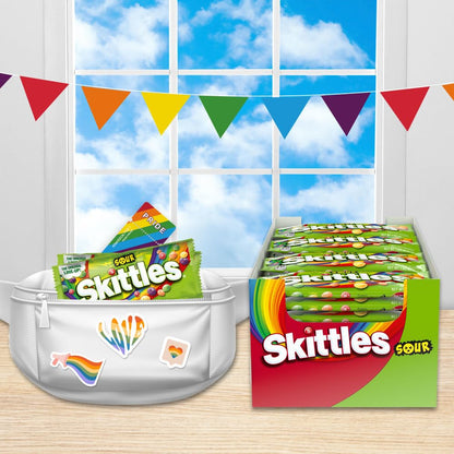 SKITTLES Sours Individually Wrapped Full Size Chewy Sour Candy Packs, 24 Ct Bulk Box
