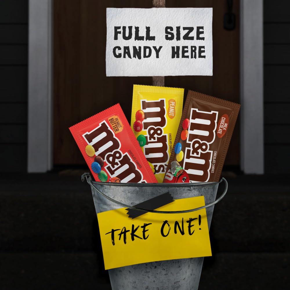 M&M's Milk Chocolate Candy, Bulk Candy Variety Pack, Full Size, Pack of 18