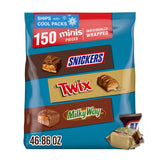 SNICKERS, TWIX, & MILKY WAY Minis Chocolate Candy Bars Variety Pack, 150 Ct Bulk Bag