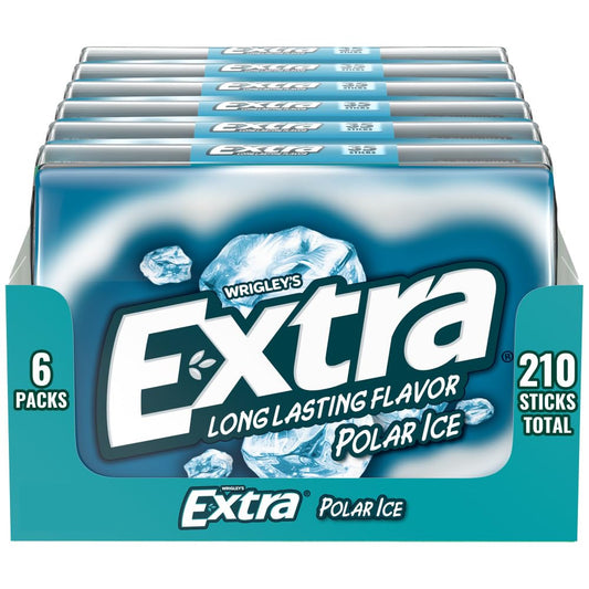 EXTRA Gum Polar Ice Sugarfree Mint Chewing Gum Mega Packs - 35 Count, 6 Pack