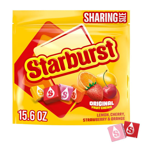 Starburst Chewy Candy, Sharing Size, Individually Wrapped Fruit Chews Candy, 15.6 Oz Resealable Bag
