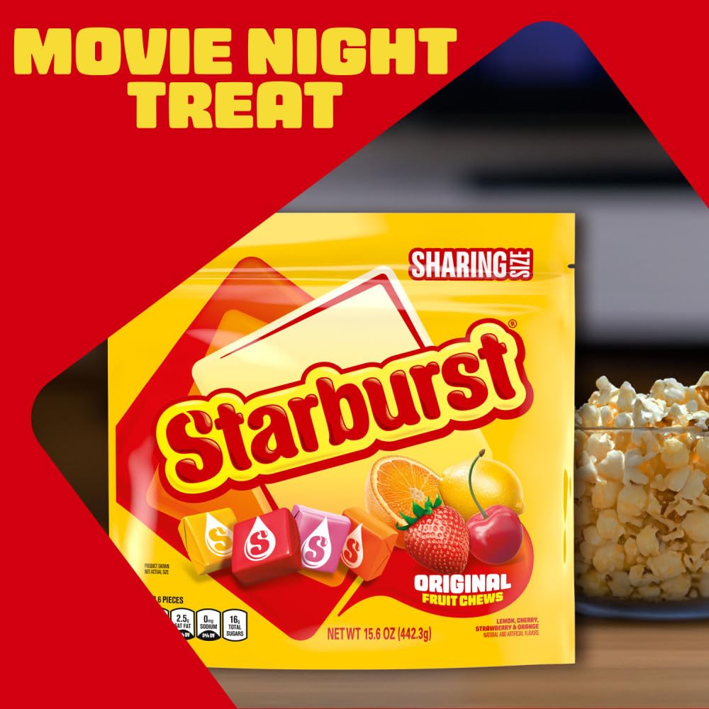 Starburst Chewy Candy, Sharing Size, Individually Wrapped Fruit Chews Candy, 15.6 Oz Resealable Bag