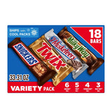 SNICKERS, TWIX, MILKY WAY & 3 MUSKETEERS Individually Wrapped Variety Pack Full Size, 18 Bars