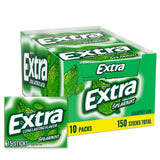 Extra Gum Spearmint Sugarfree Gum Bulk, Individually Wrapped, 15 Count, Pack of 10