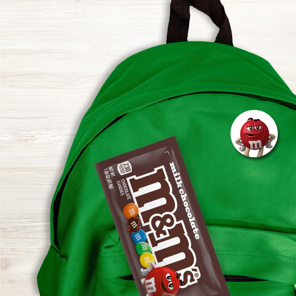 M&M'S Milk Chocolate Candy, Full Size Singles, 1.69 Oz Bag, 36 Pack Bulk 