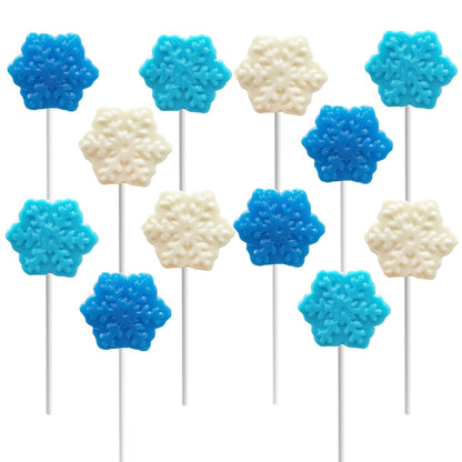 Fruidles Christmas Snowflake Candy Lollipop, Fruit-Flavored Chewables Party Favors 12-Pack