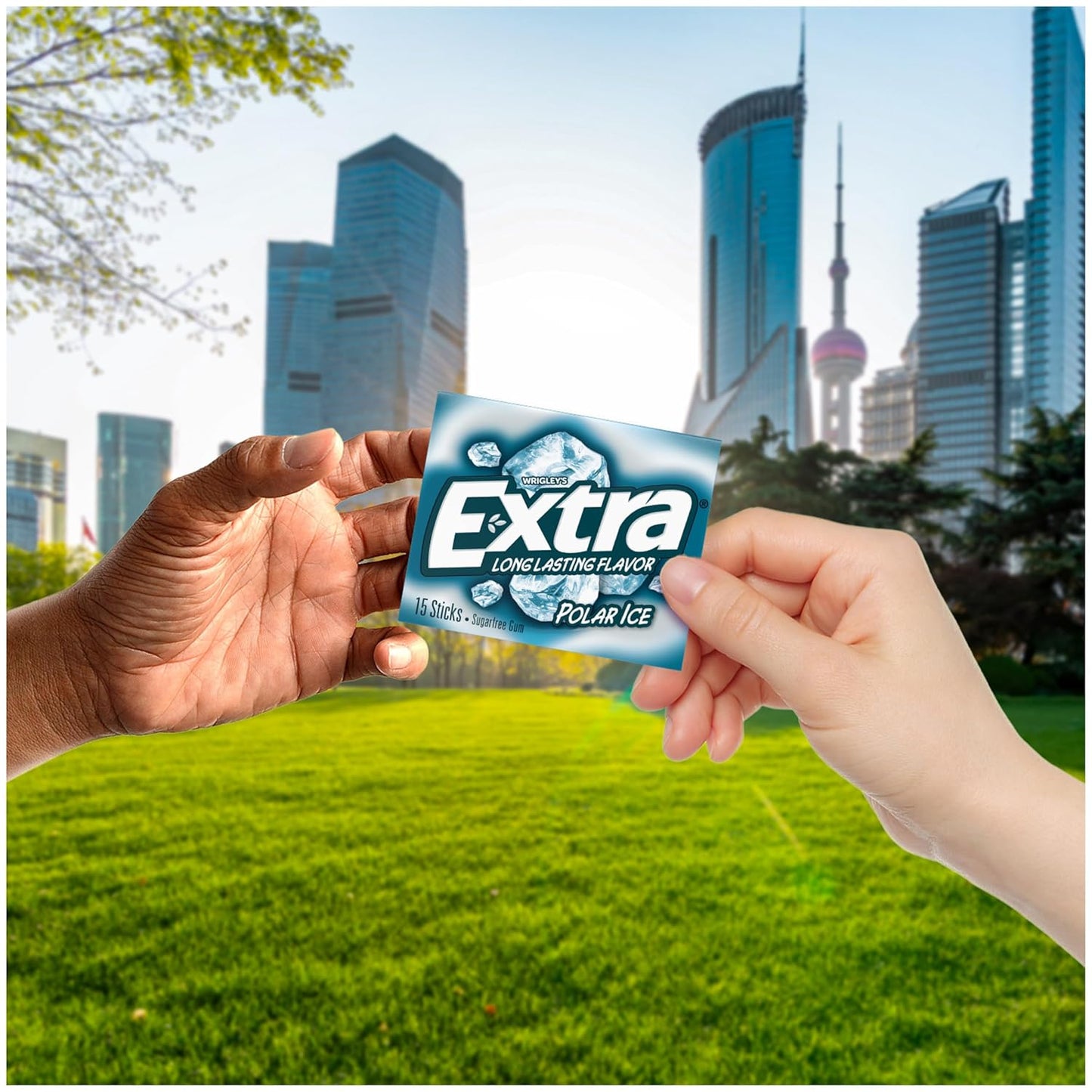 EXTRA Polar Ice Chewing Gum Packs, Sugar Free Gum in Bulk with Strong Mint Flavor for Freshening Breath, 15 Sticks (10 Pack)