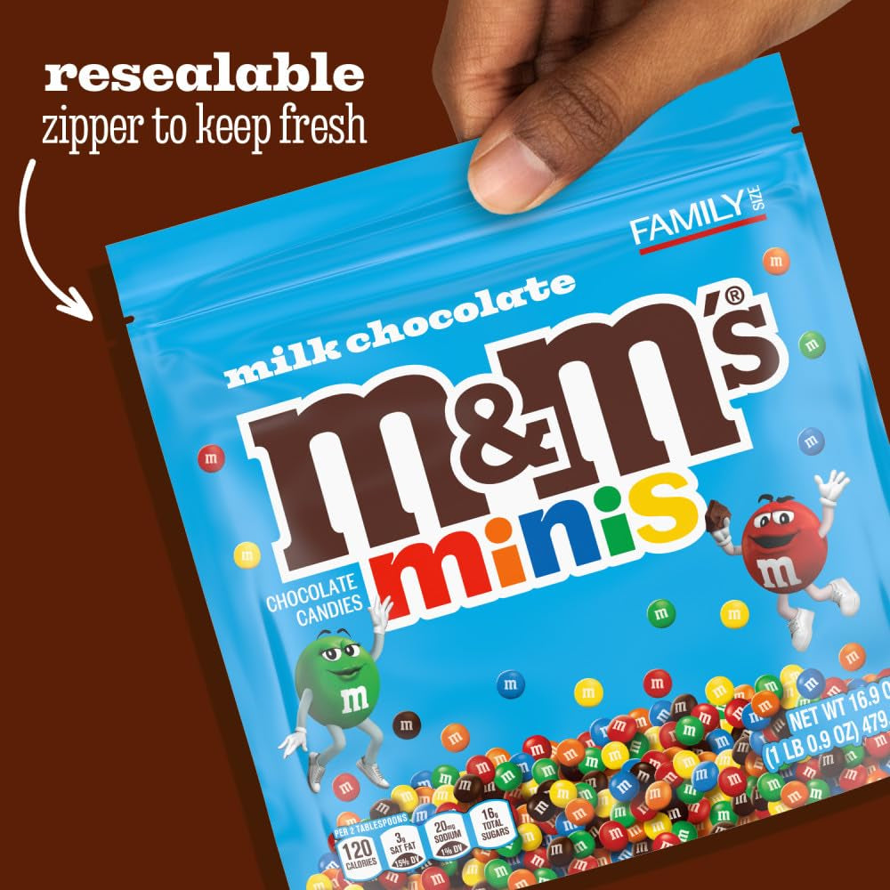 MINIS Milk Chocolate Candy Assortment, Family Size, 16.9 Oz Resealable Bulk Chocolate Candy Bag