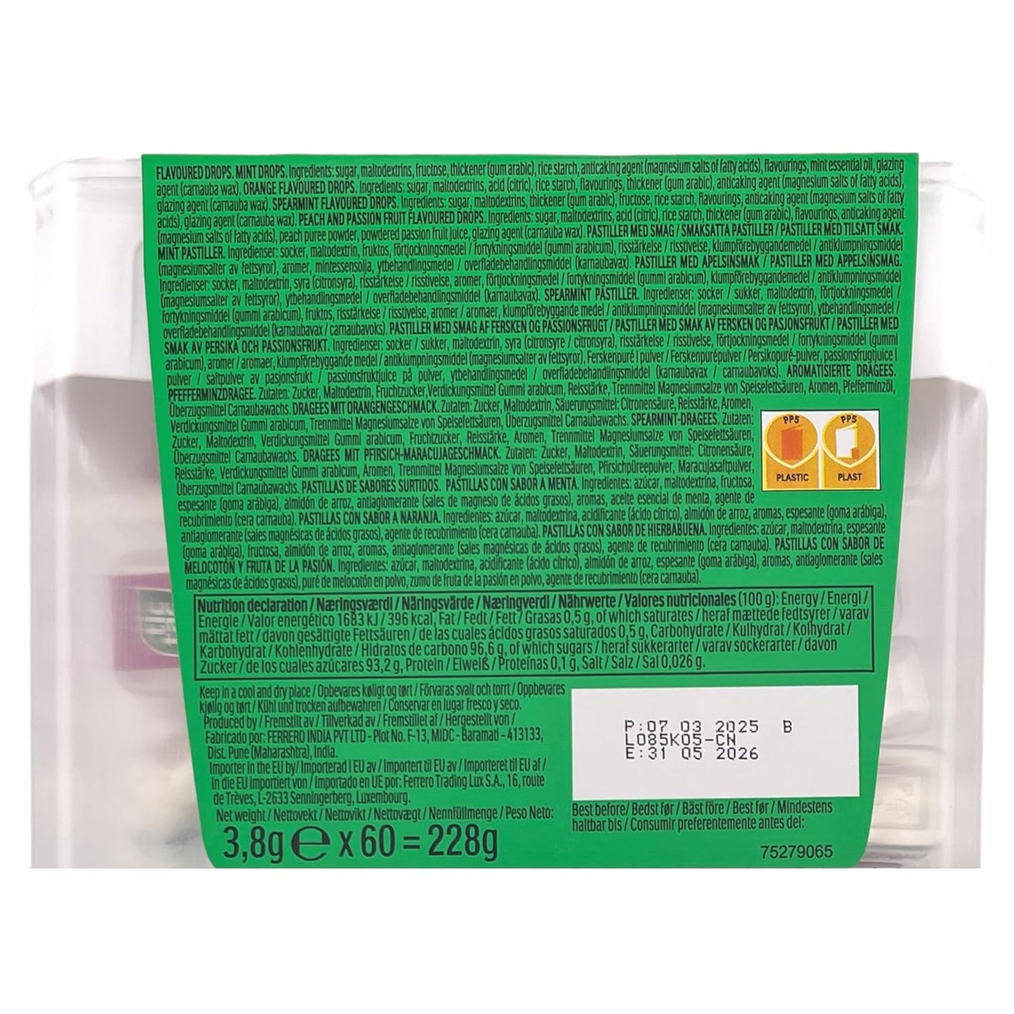 TIC TAC Box with 60 Mini Boxes (Mint, Orange, Spearmint, Peach and Passion Fruit) 234G by Tic Tac