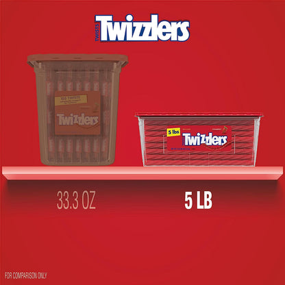TWIZZLERS Twists Strawberry Flavored Licorice Style, Chewy Holiday Candy Tub, 5 Lb