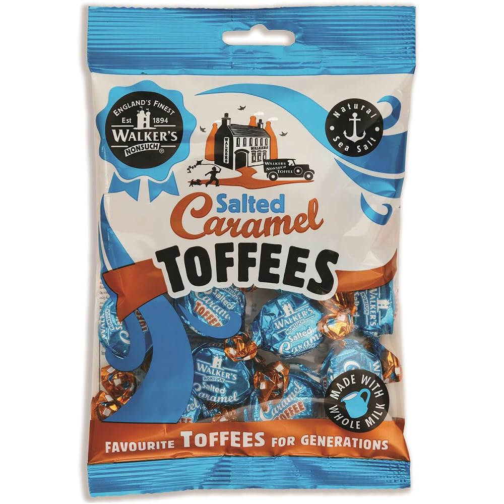Walkers Nonsuch Salted Caramel Toffees Bag 5.29 Oz (150G) - British Chewy Butter Toffee Candy