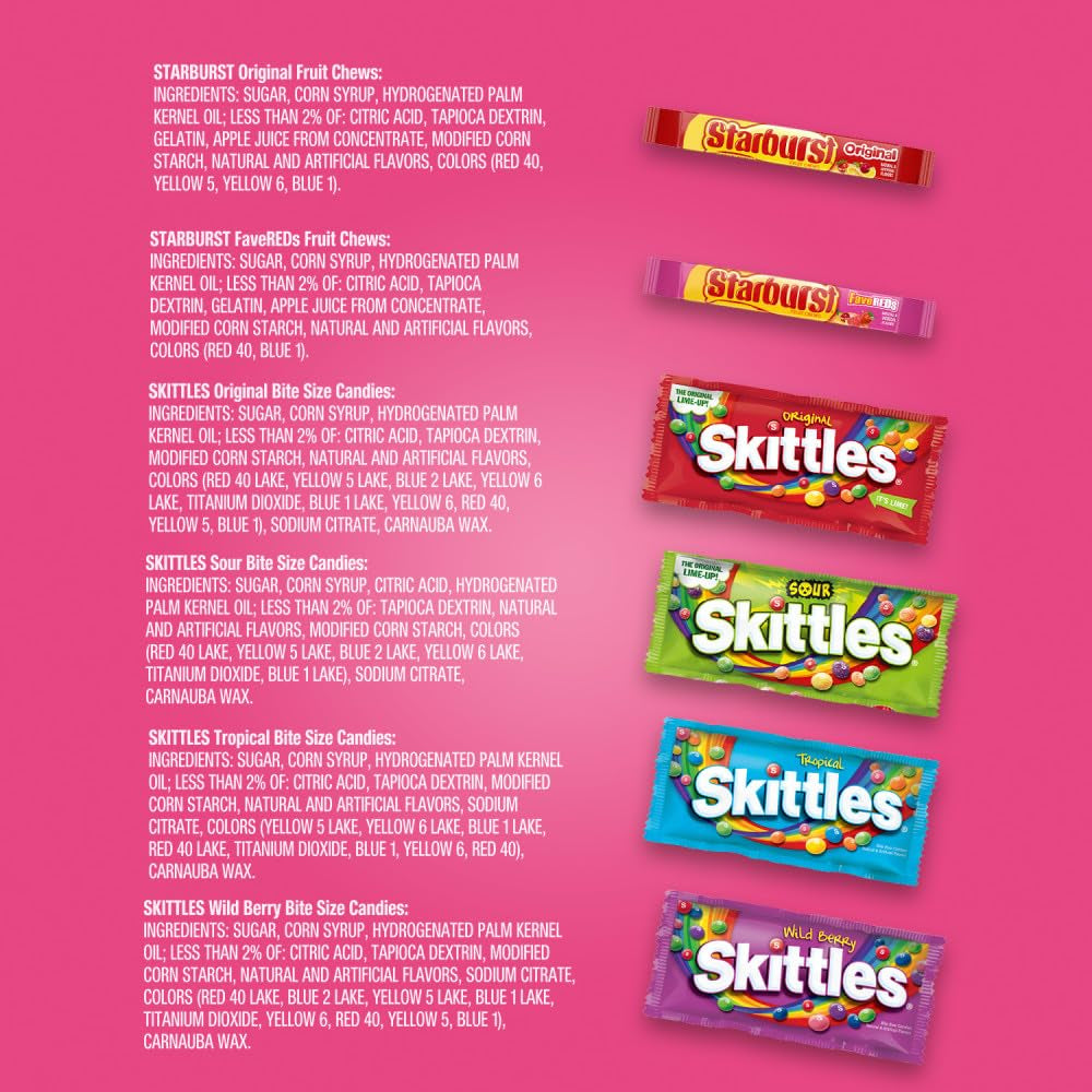 SKITTLES & STARBURST Chewy Candy Variety Pack, Bulk Box, 62.79 Oz, 30 Pack