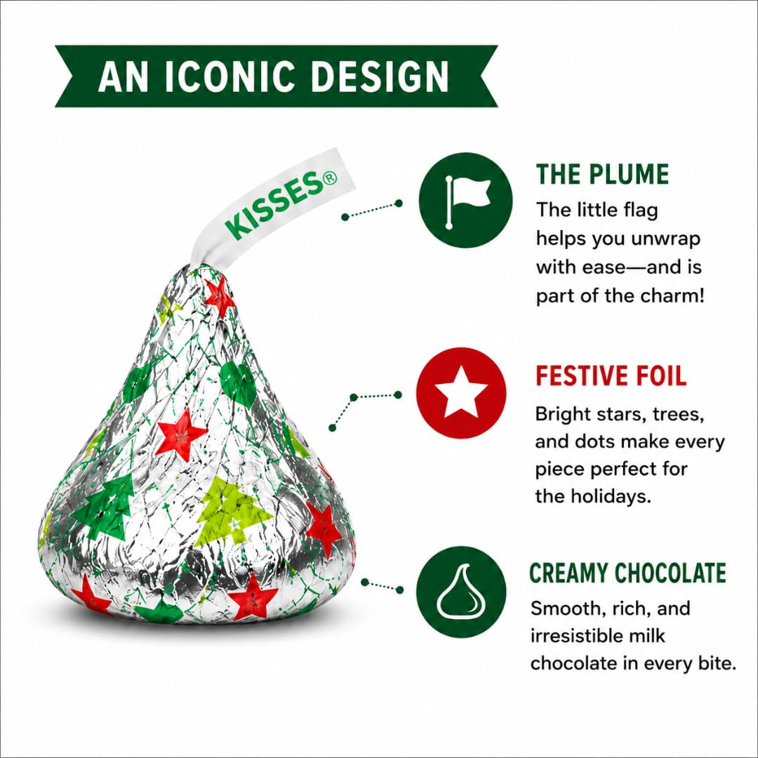 Hershe,Y Kisses 2LBS Sugar Cookie Flavored Chocolate Candy 192 Pcs Bulk Bag Individually Wrapped Creamy Chocolate Treats for Snacks Parties, Candy Dishes, Baking, Dessert Decorating, Gift Giving and Everyday Snacking