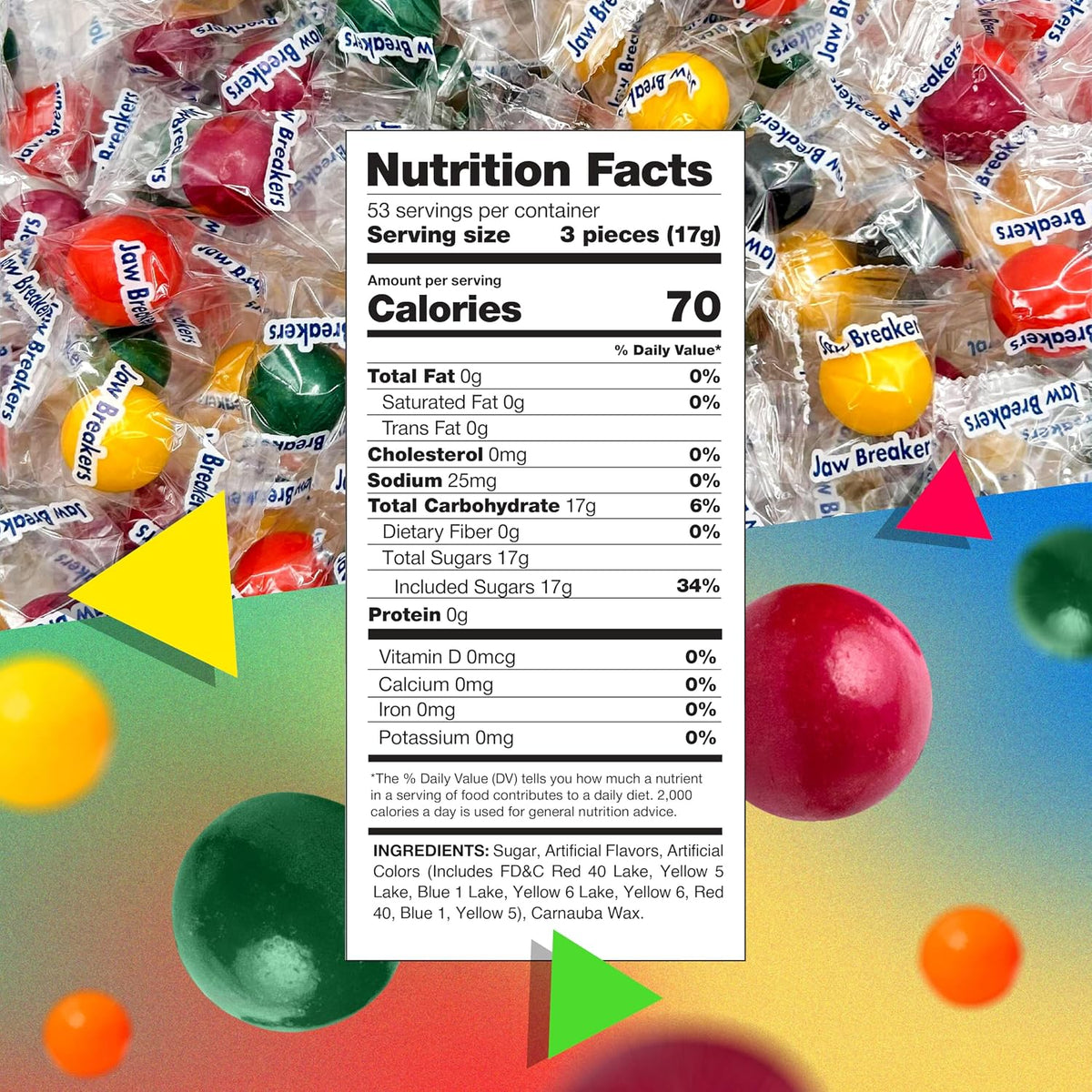 Jawbreakers Hard Candy, Fruit Flavored Assortment, 2 Lb Bag
