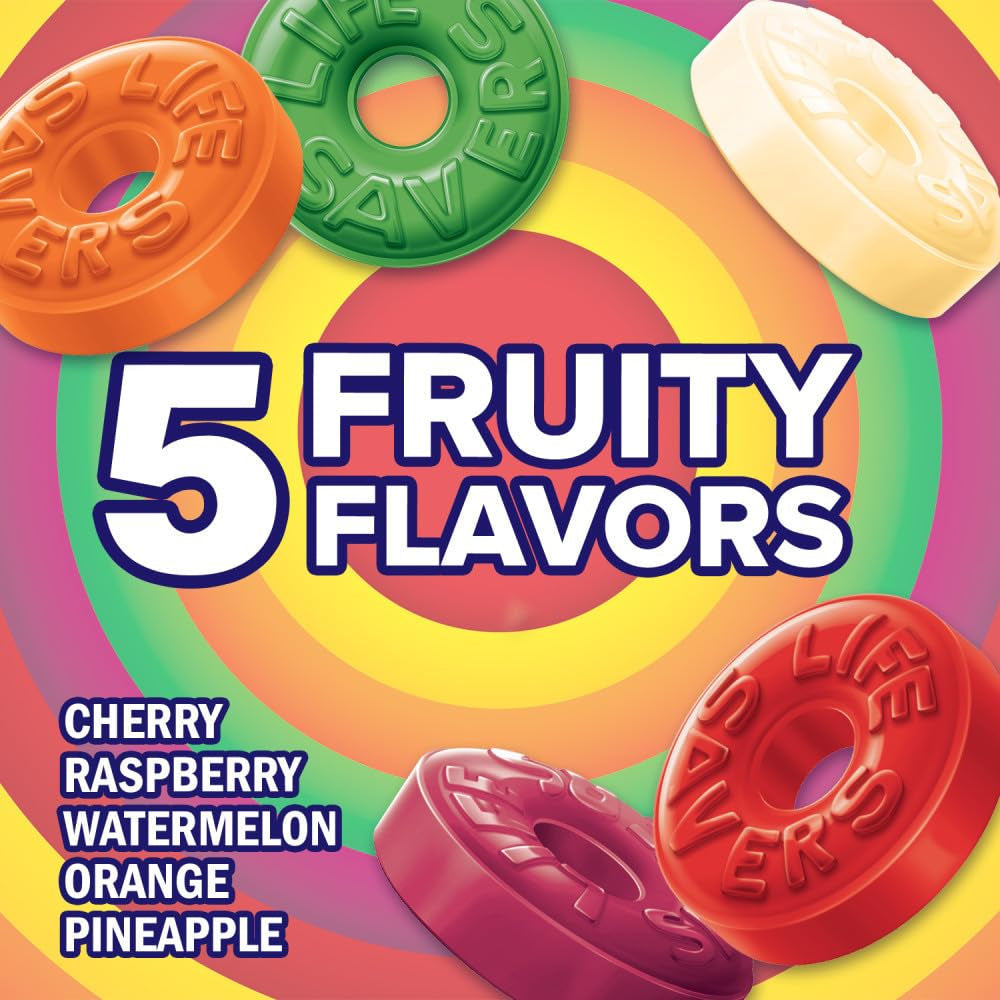 LIFE SAVERS 5 Flavors Hard Candy, Bulk, 1.14 Oz Roll, 20 Pack
