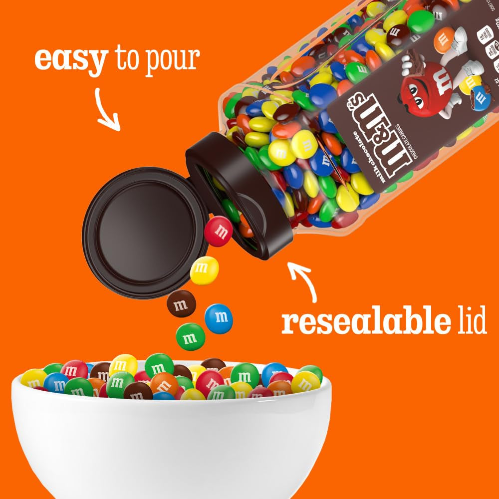 M&M'S Milk Chocolate Bulk Candy Jars, Assorted Chocolate Candies, Party Size Bulk, 25.5 Ounces Each (Pack of 2)