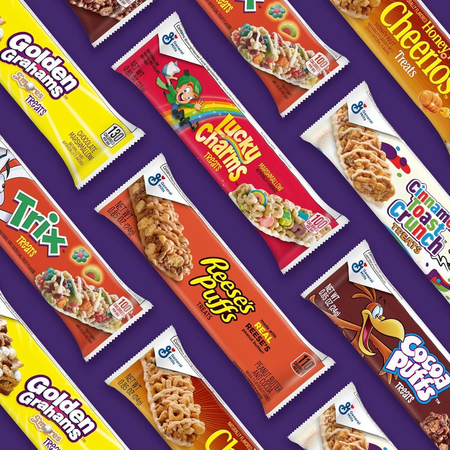 REESE'S Puffs Cereal Treat Bars, Peanut Butter and Cocoa, Snack Bars, Value Pack, 16 Ct