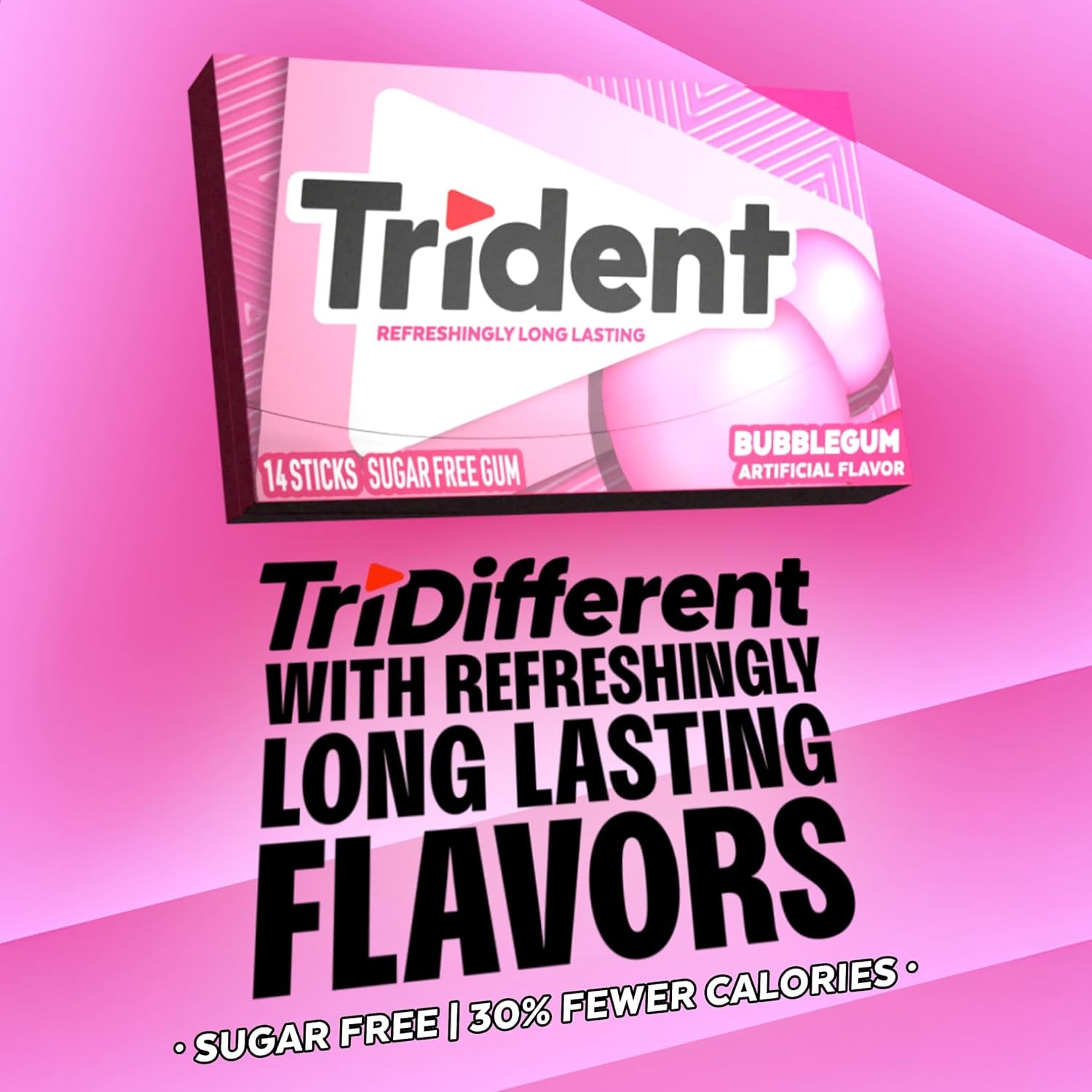 Trident Bubblegum Sugar Free Gum, Travel Accessories, 12 Packs of 14 Pieces (168 Total Pieces)