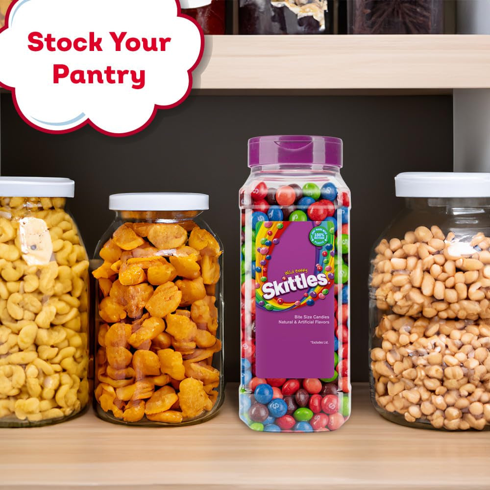 SKITTLES Wild Berry Chewy Fruit Flavor Candy 30Oz Resealable Bulk Candy Jar