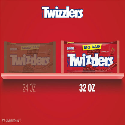 TWIZZLERS Twists Strawberry Flavored Licorice Style, Chewy Candy Big Bag, 32 Oz