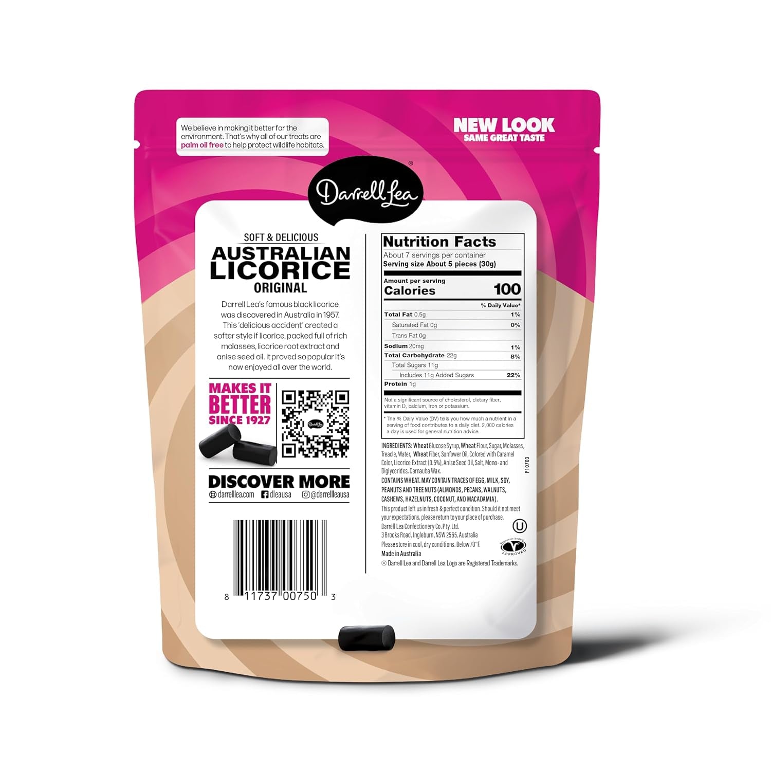 Darrell Lea Soft Australian Licorice, Made in Australia (Original Black, 7 Ounce (Pack of 8))