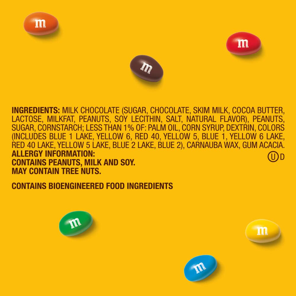 M&M'S Peanut Chocolate Candy, Full Size Candy 1.74 Oz Bag, Bulk Pack of 48