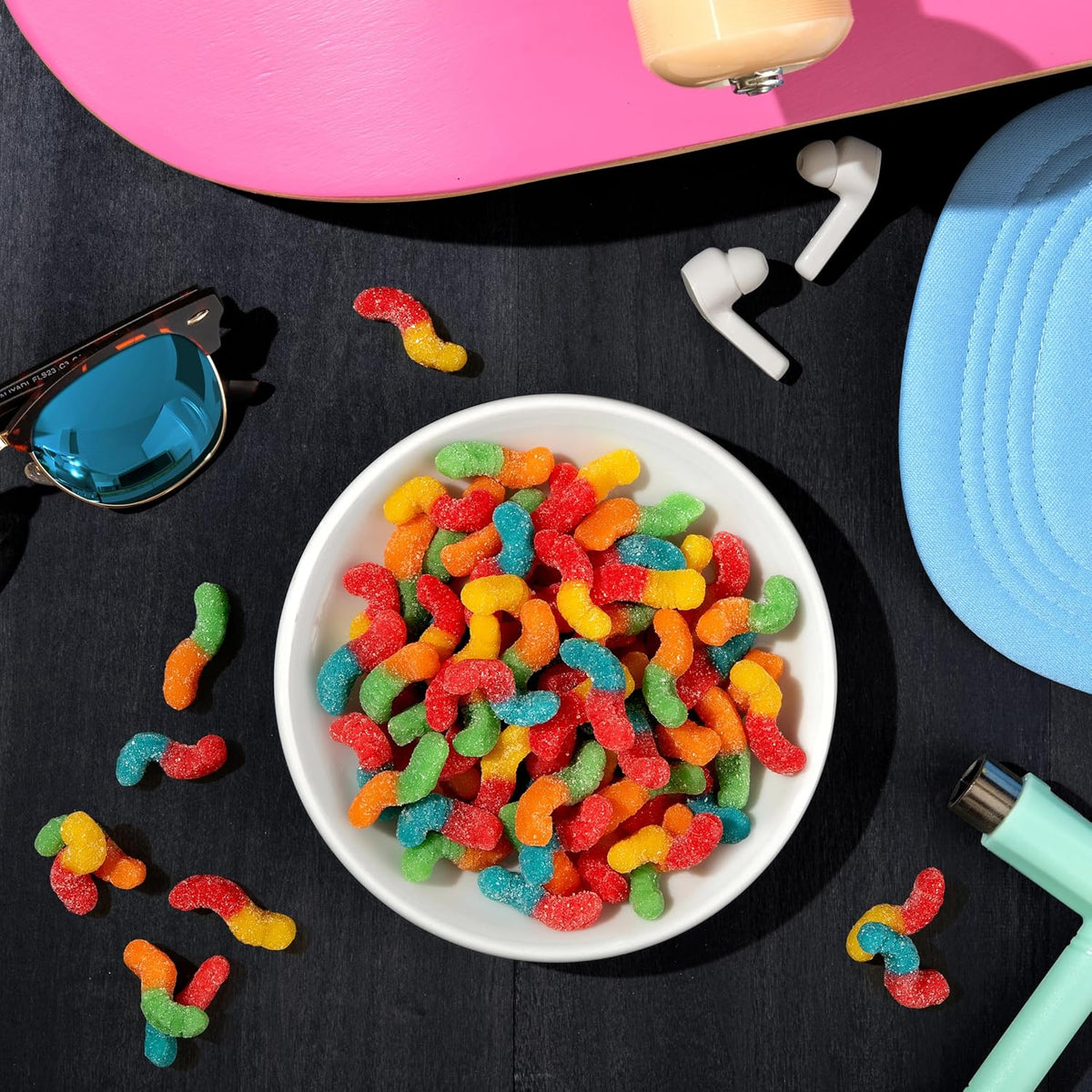 Trolli Mini Sour Brite Crawlers Candy, Sour Gummy Worms, 18 Oz, 30 Ct