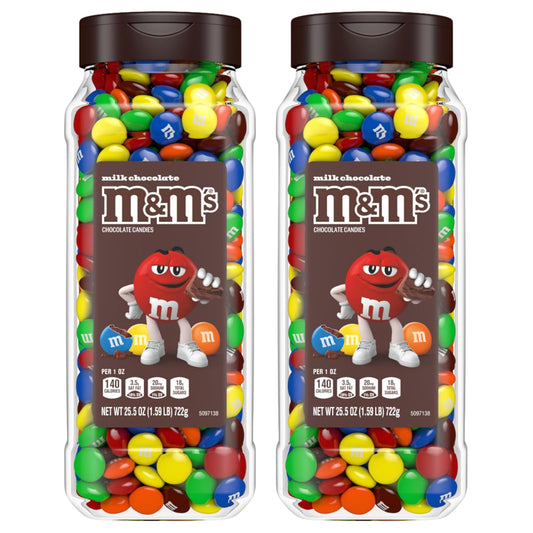 M&M'S Milk Chocolate Bulk Candy Jars, Assorted Chocolate Candies, Party Size Bulk, 25.5 Ounces Each (Pack of 2)