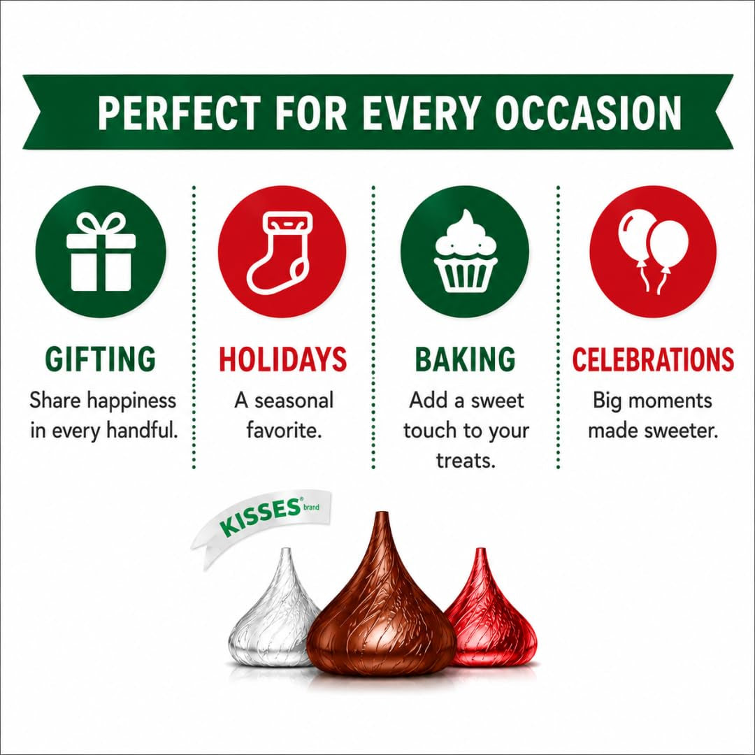 Hershe,Y Kisses 2LBS Sugar Cookie Flavored Chocolate Candy 192 Pcs Bulk Bag Individually Wrapped Creamy Chocolate Treats for Snacks Parties, Candy Dishes, Baking, Dessert Decorating, Gift Giving and Everyday Snacking