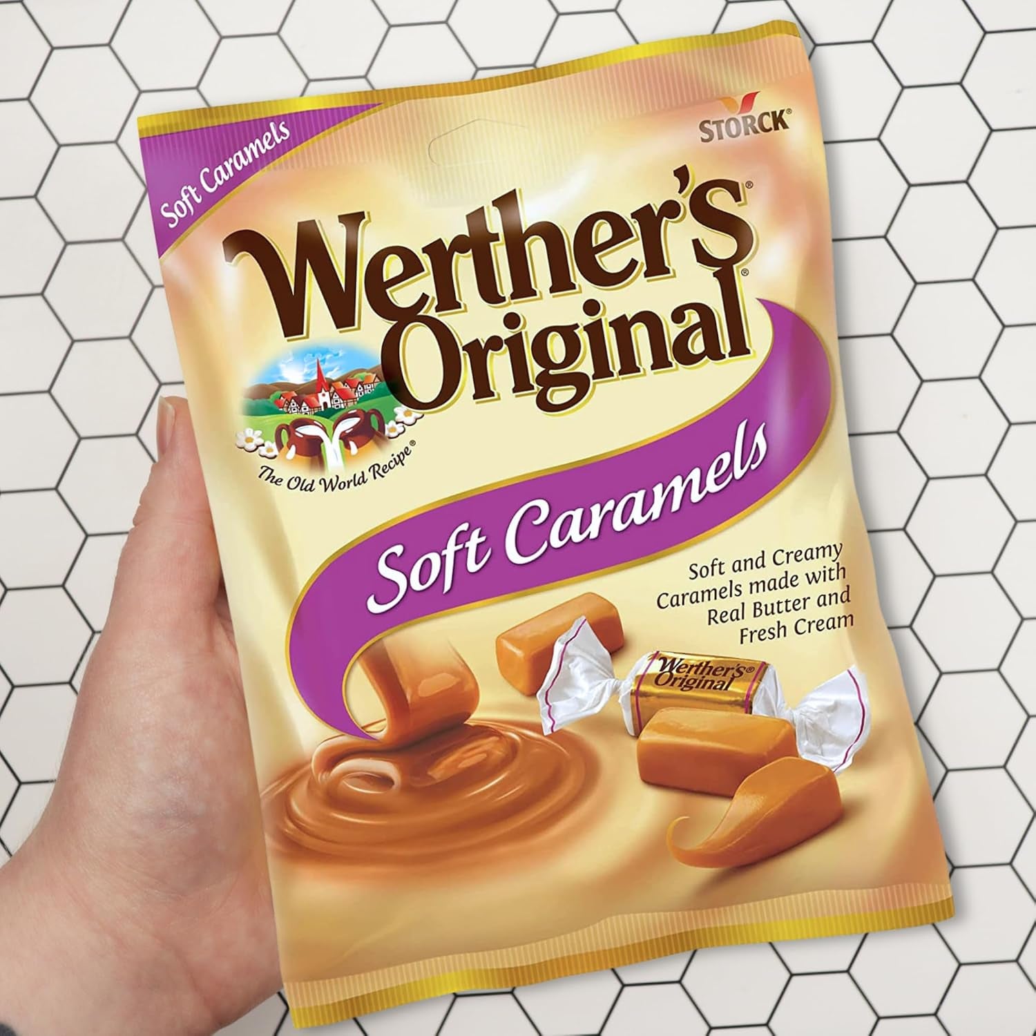 Werther’s Original Soft Caramels Candies, Individually Wrapped Pieces, 2.22 oz (Pack of 3)