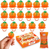 Pumpkin Candy 3D Ring Pops - 18 Individually Wrapped Suckers Bulk Pack - Thanksgiving Treats