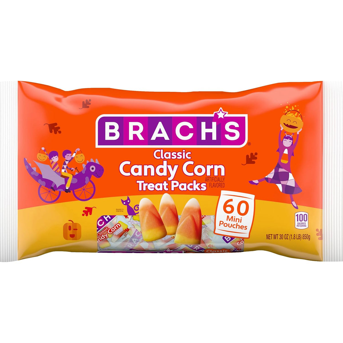 Brach'S Halloween Classic Candy Corn, Trick or Treat Pouches, 30 Oz, 60 Ct