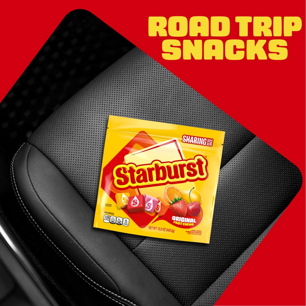 Starburst Chewy Candy, Sharing Size, Individually Wrapped Fruit Chews Candy, 15.6 Oz Resealable Bag