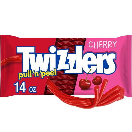 Twizzlers, Pull 'N' Peel Cherry Flavored Licorice Style, Chewy Candy Bag, 14 Ounce