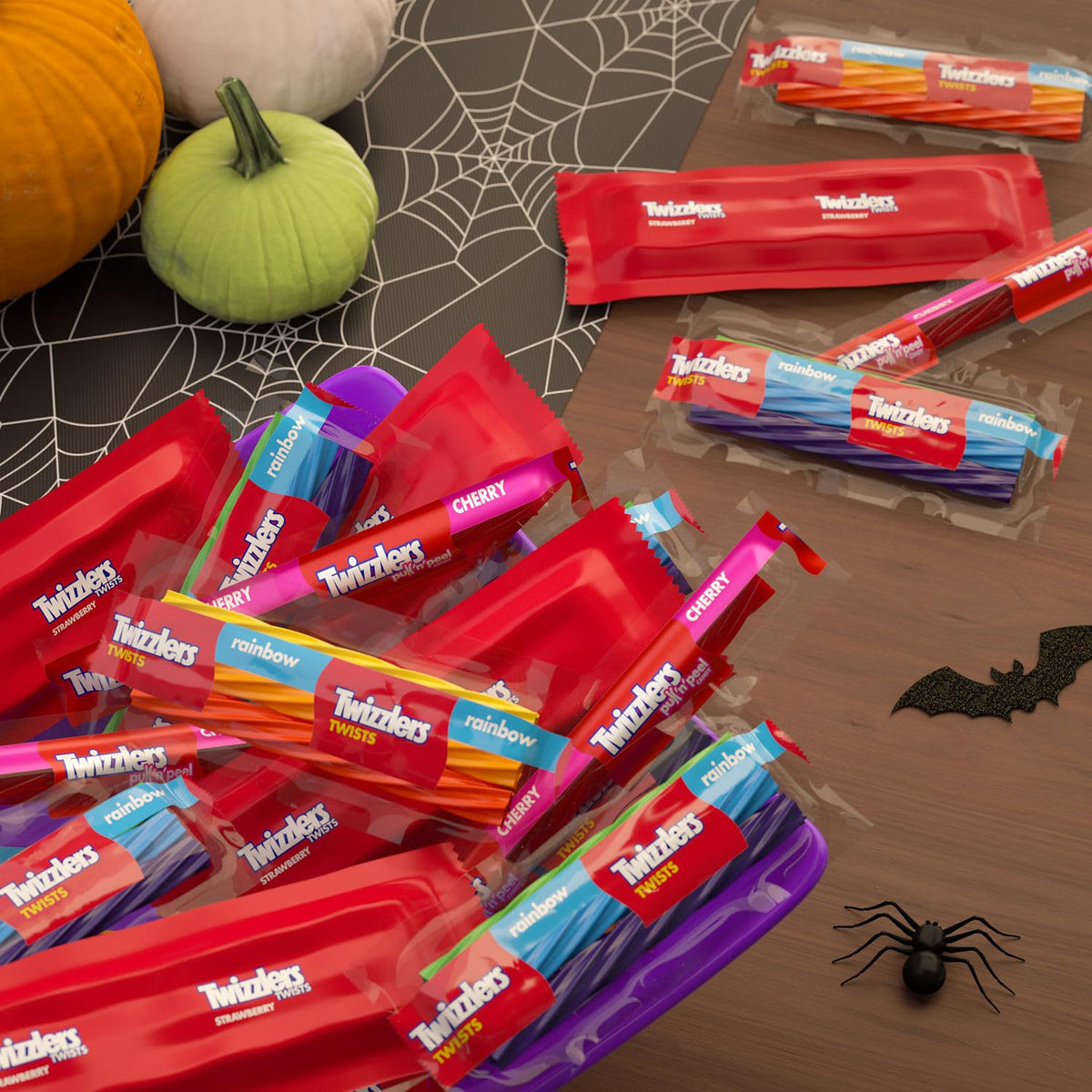 TWIZZLERS Assorted Fruit Flavored Chewy, Halloween Candy Variety Bag, 25.3 Oz (60 Pieces)
