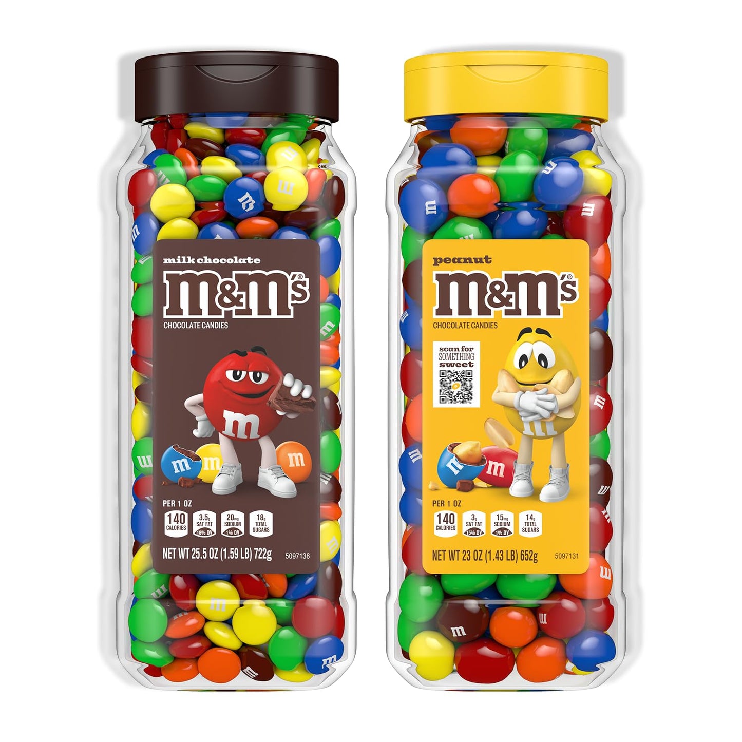 M&M'S Milk Chocolate and Peanut Bulk Candy Jars, 48.5 Ounces Total (Pack of 2)