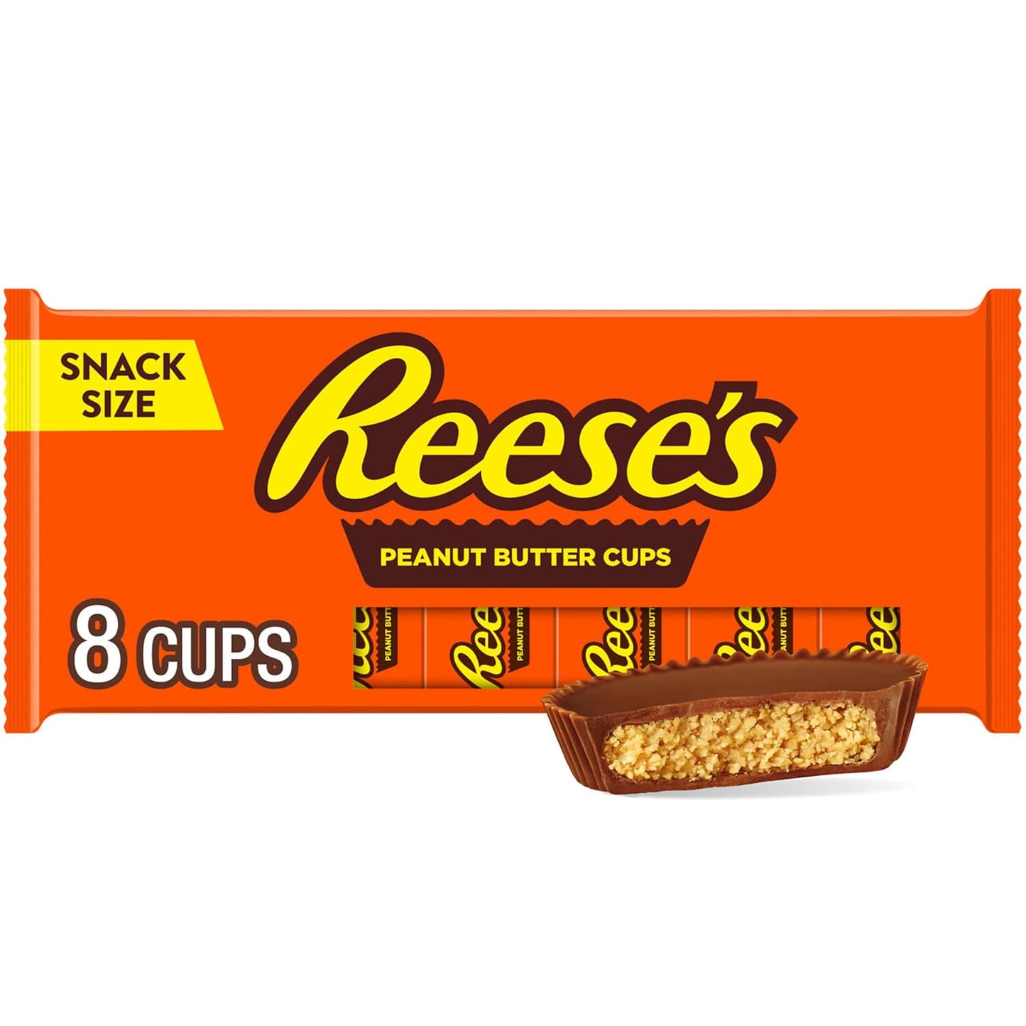 Reese's, Milk Chocolate Snack Size Peanut Butter Cups, Candy Packs, 0.6 Ounce, 8 Count