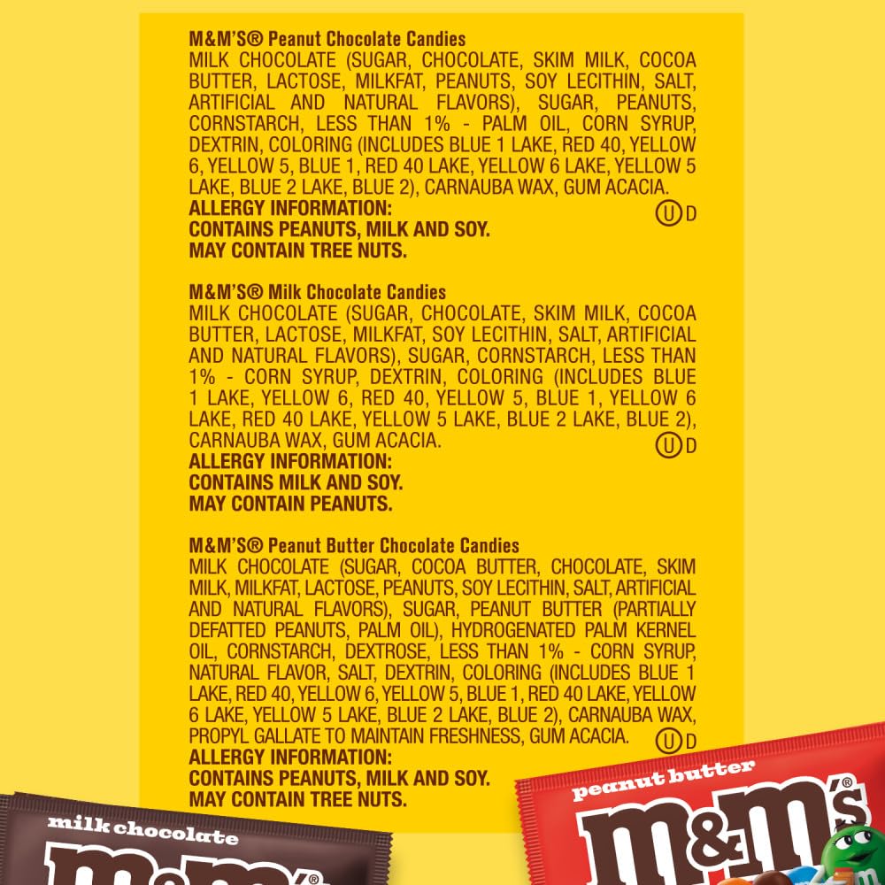 M&M's Milk Chocolate Candy, Bulk Candy Variety Pack, Full Size, Pack of 18
