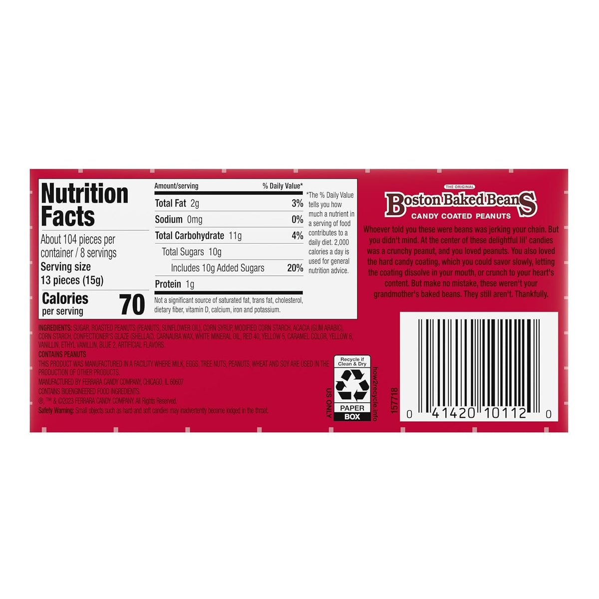 Boston Baked Beans Candy-Coated Peanuts, Theater Box, 4.3 Oz, 12 Ct