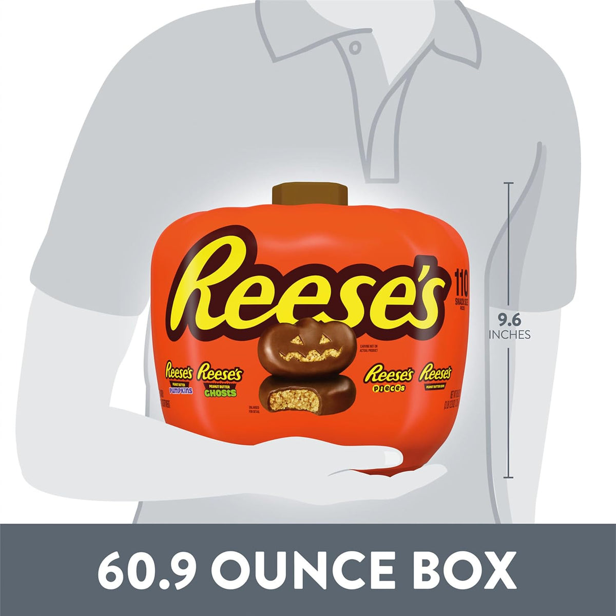 Reese's Assorted Peanut Butter Halloween Candy Pumpkin Bowl, 110 Ct