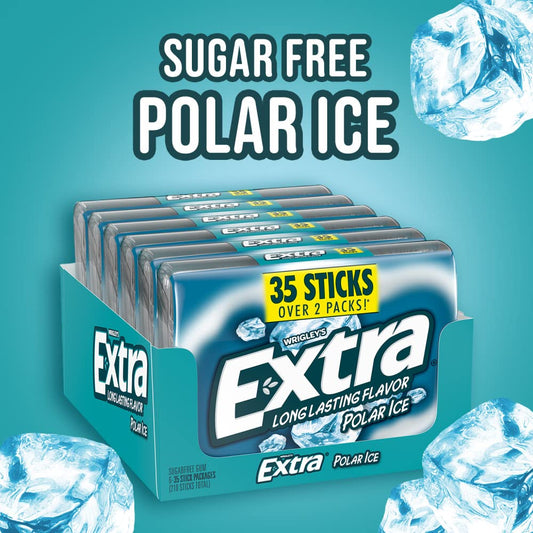 EXTRA Gum Polar Ice Sugarfree Mint Chewing Gum Mega Packs - 35 Count, 6 Pack