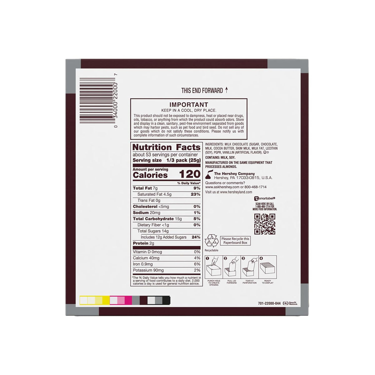 HERSHEY'S Milk Chocolate King Size Candy Bars, 2.6 Oz, 18 Ct
