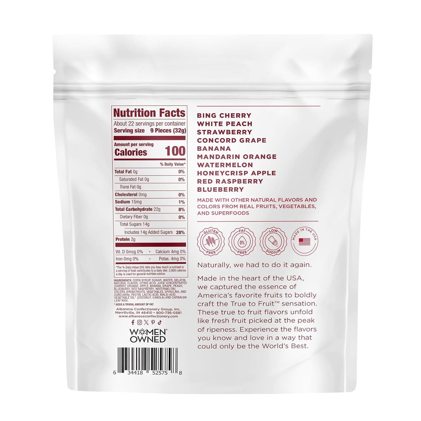 Albanese True to Fruit American Favorite Fruits Gummies | 25Oz Candy Bag | Soft and Chewy Gummy Bears, 10 Natural Flavors and Colors