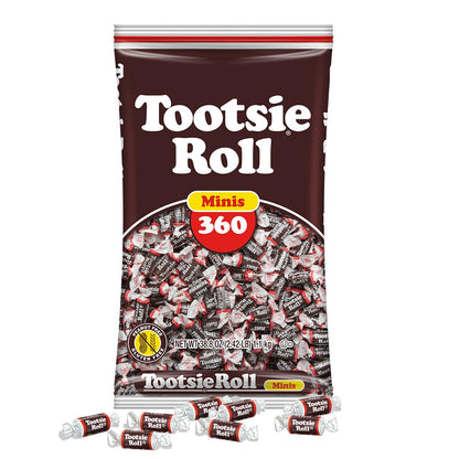 Tootsie Roll Minis, Chewy Chocolate Candy, 360 Count, 38.8Oz Bag